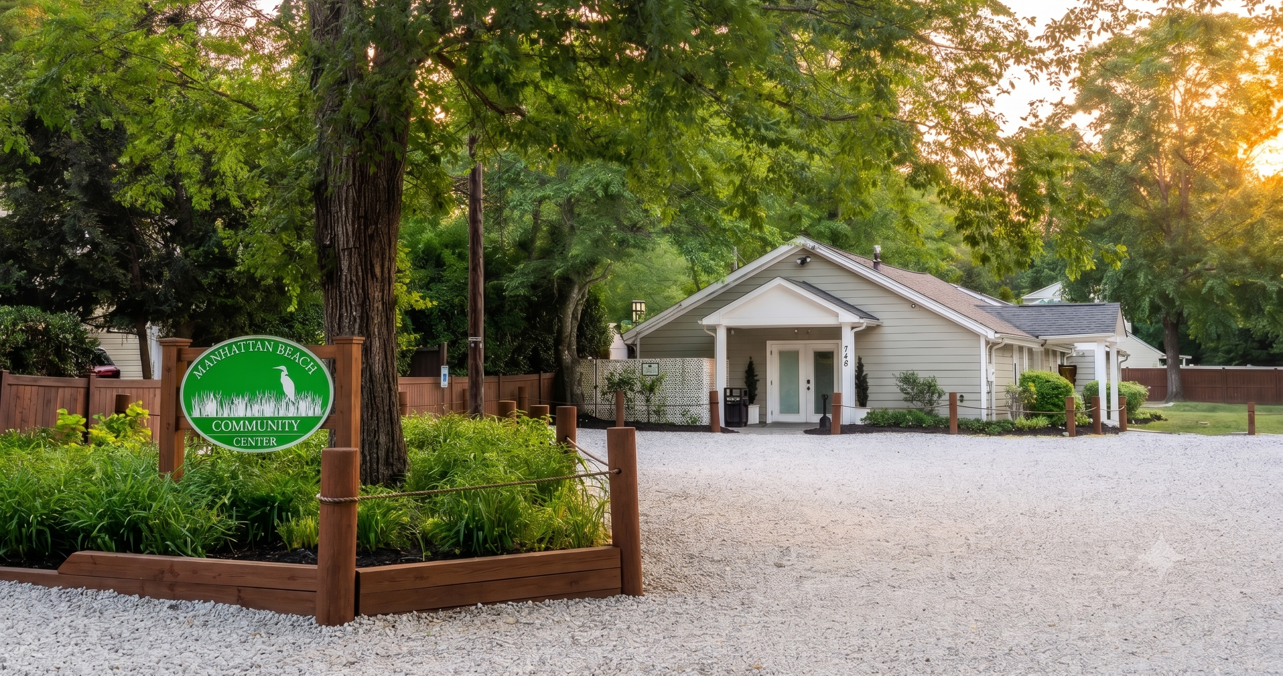 A view of the community sign and clubhouse